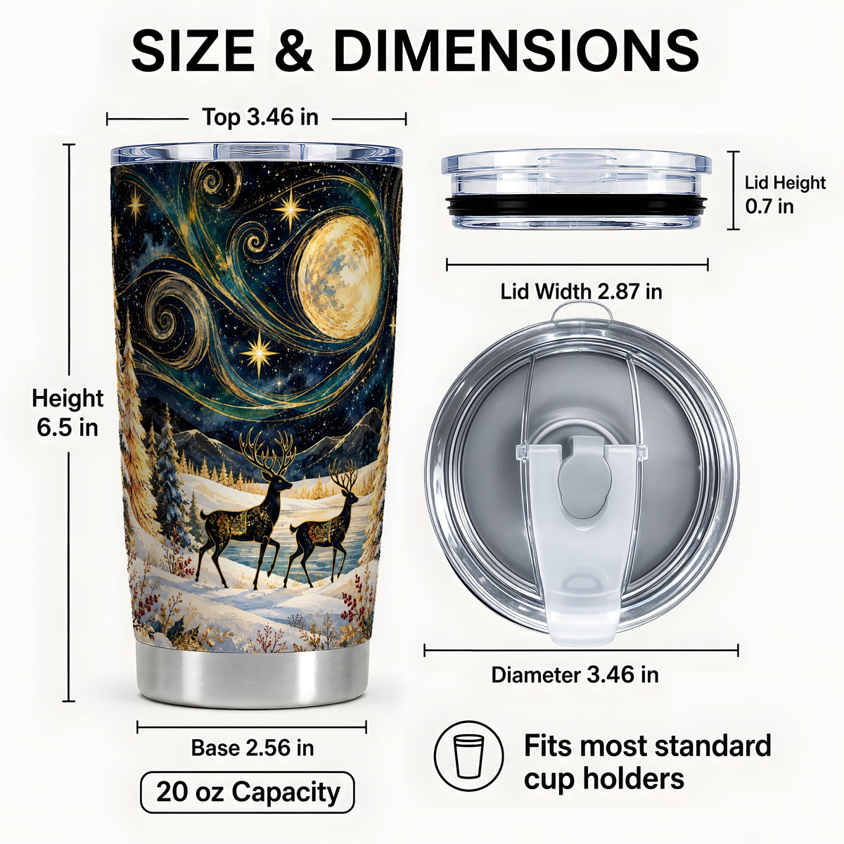 #pl[20oz|Steel] Deer Tumbler 20oz, Winter Forest Tumbler, Stainless Steel Travel Cup