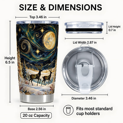 #pl[20oz|Steel] Deer Tumbler 20oz, Winter Forest Tumbler, Stainless Steel Travel Cup