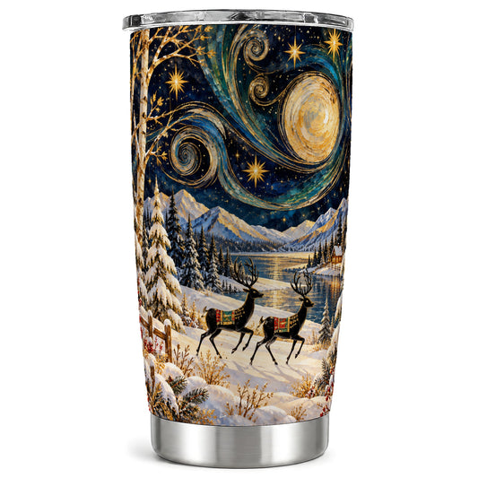 Deer Lake Tumbler 20oz, Starry Night Tumbler, Stainless Steel Travel Cup