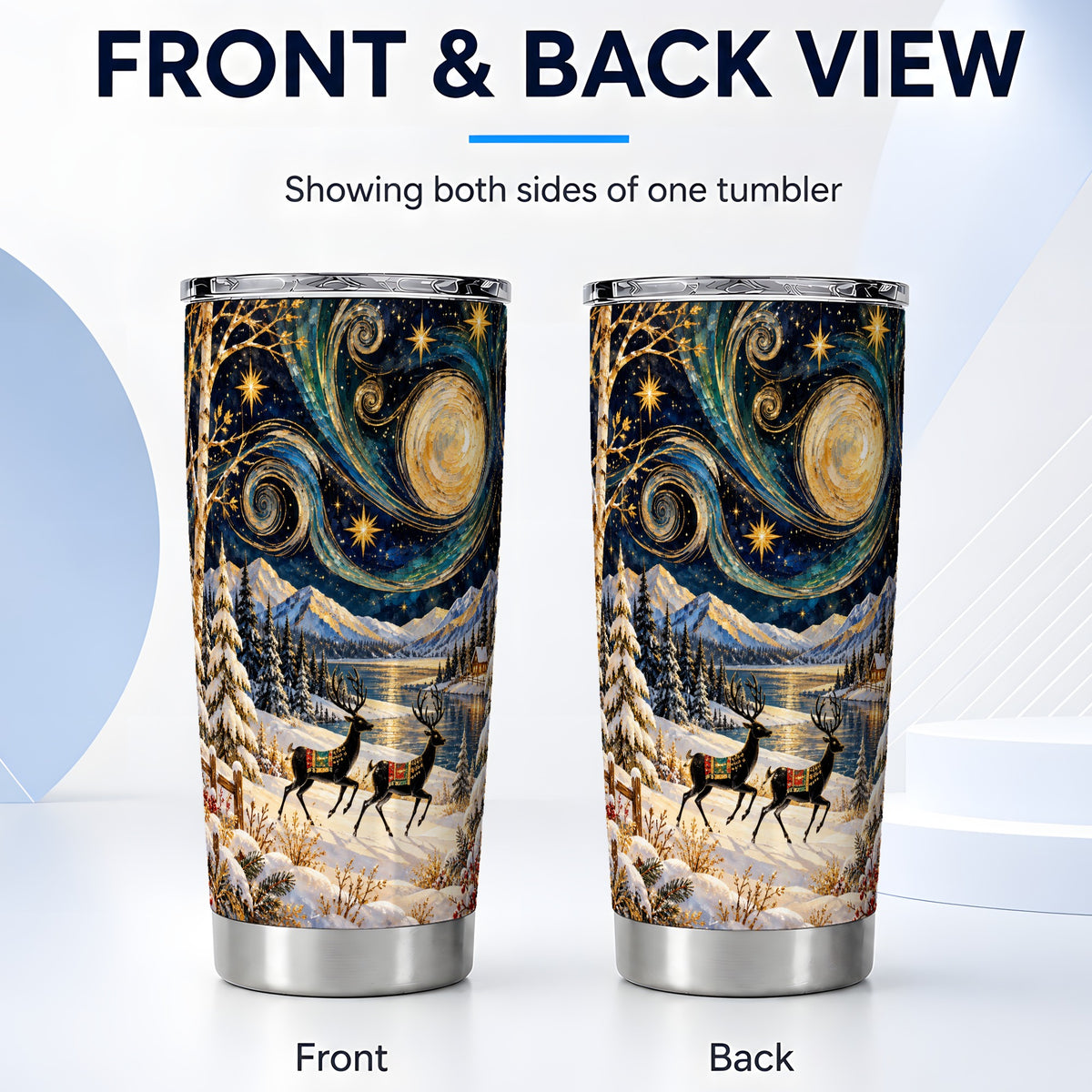 #pl[20oz|Steel] Deer Lake Tumbler 20oz, Starry Night Tumbler, Stainless Steel Travel Cup