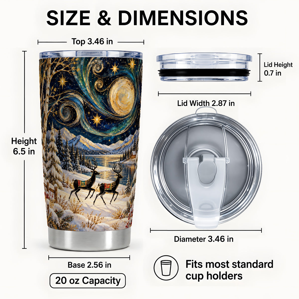 #pl[20oz|Steel] Deer Lake Tumbler 20oz, Starry Night Tumbler, Stainless Steel Travel Cup