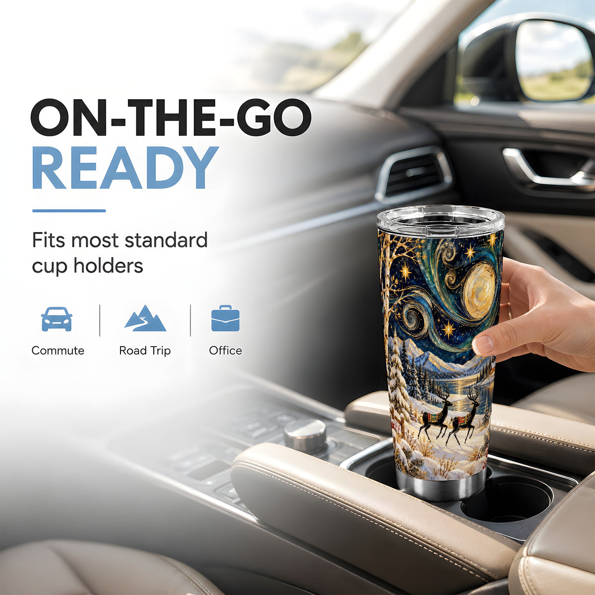 Deer Lake Tumbler 20oz, Starry Night Tumbler, Stainless Steel Travel Cup