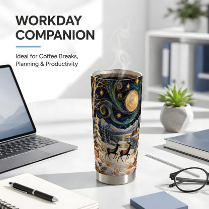 Deer Lake Tumbler 20oz, Starry Night Tumbler, Stainless Steel Travel Cup