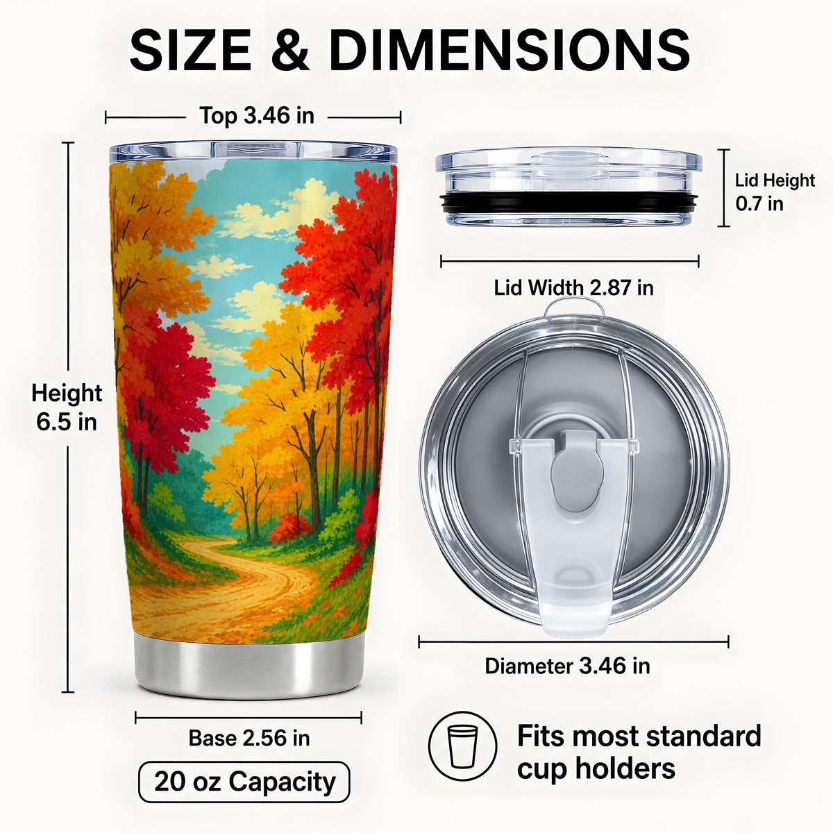 #pl[20oz|Steel] Autumn Tumbler 20oz, Fall Foliage Tumbler, Stainless Steel Travel Cup