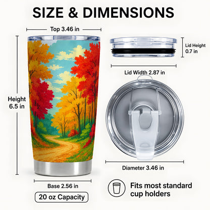 #pl[20oz|Steel] Autumn Tumbler 20oz, Fall Foliage Tumbler, Stainless Steel Travel Cup