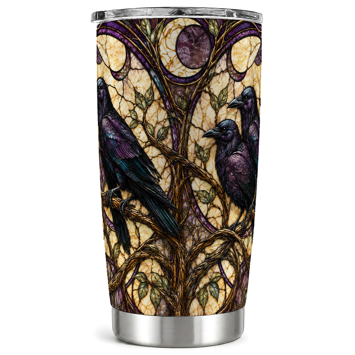 Raven Moon Tumbler 20oz, Raven Tumbler, Stainless Steel Travel Cup