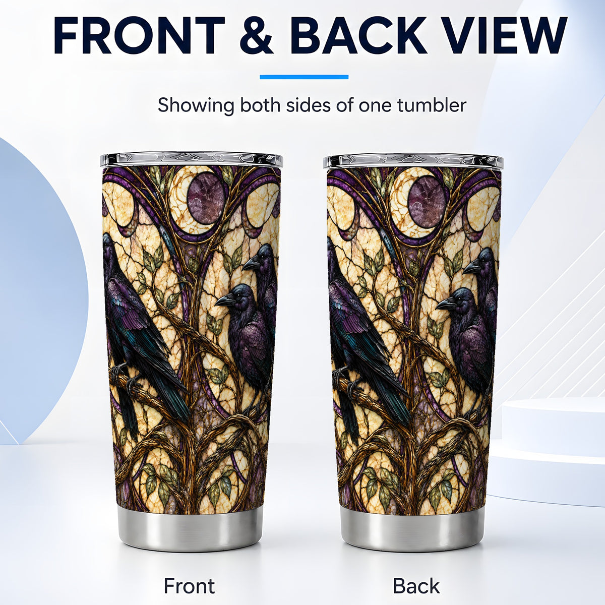 #pl[20oz|Steel] Raven Moon Tumbler 20oz, Raven Tumbler, Stainless Steel Travel Cup