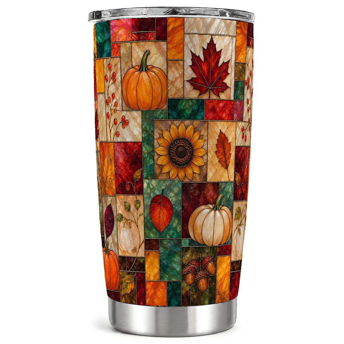 Autumn Tumbler 20oz, Pumpkin Leaf Tumbler, Stainless Steel Travel Cup
