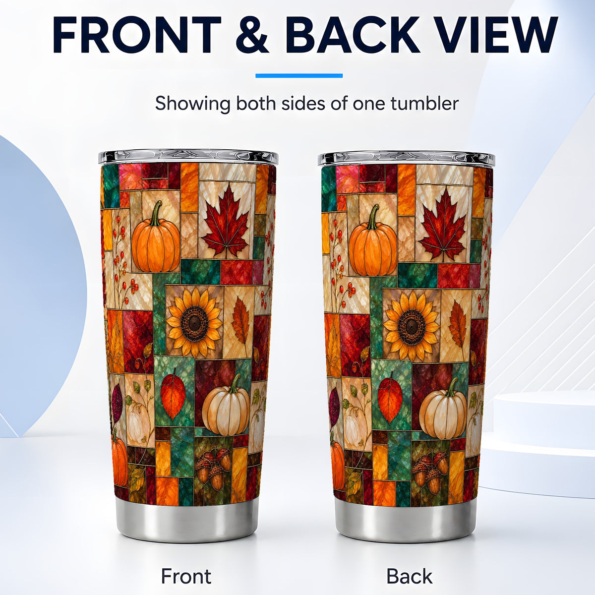 #pl[20oz|Steel] Autumn Tumbler 20oz, Pumpkin Leaf Tumbler, Stainless Steel Travel Cup