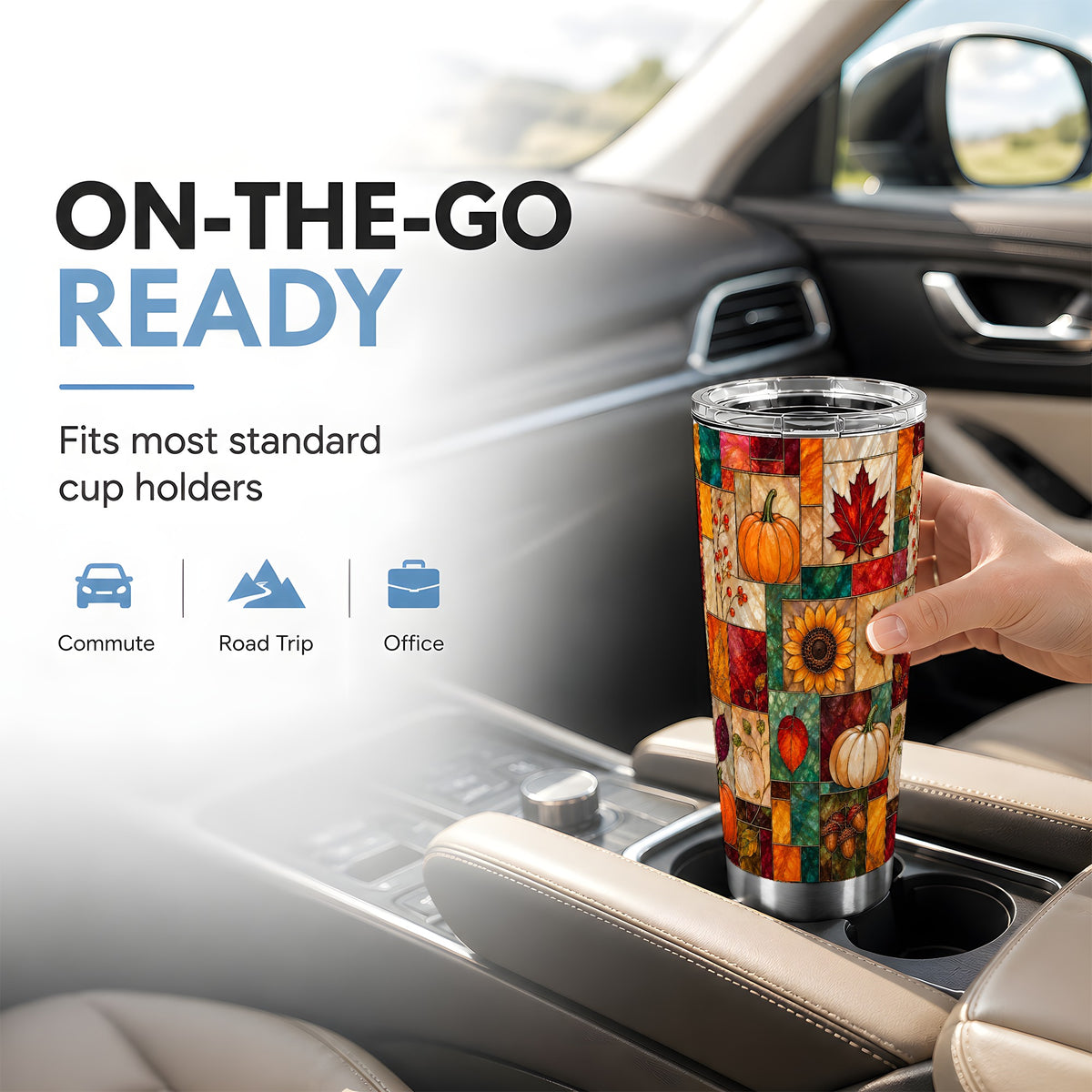 Autumn Tumbler 20oz, Pumpkin Leaf Tumbler, Stainless Steel Travel Cup
