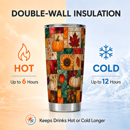 Autumn Tumbler 20oz, Pumpkin Leaf Tumbler, Stainless Steel Travel Cup