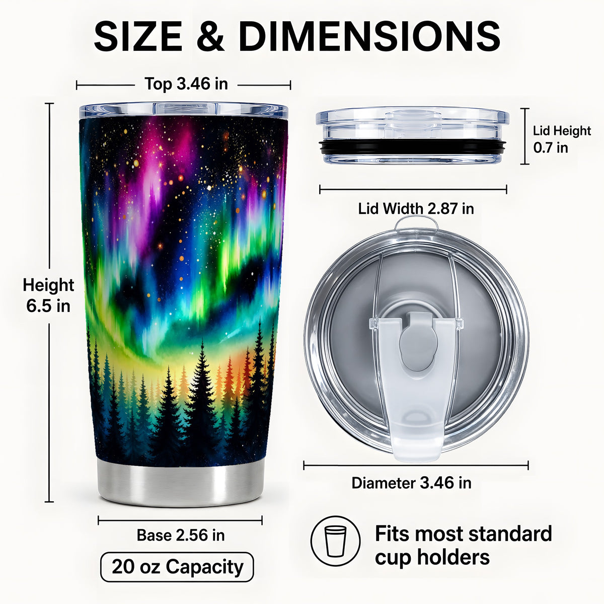 #pl[20oz|Steel] Aurora Tumbler 20oz, Forest Tumbler, Stainless Steel Travel Cup