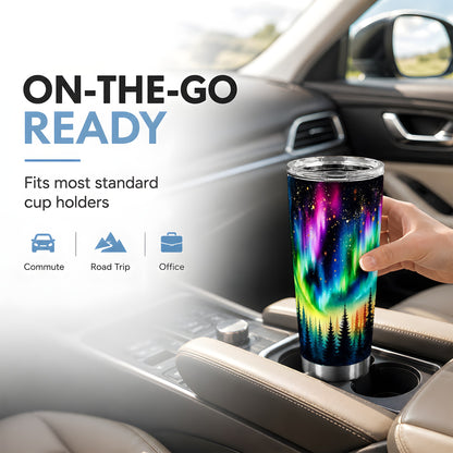 Aurora Tumbler 20oz, Forest Tumbler, Stainless Steel Travel Cup