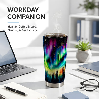 Aurora Tumbler 20oz, Forest Tumbler, Stainless Steel Travel Cup