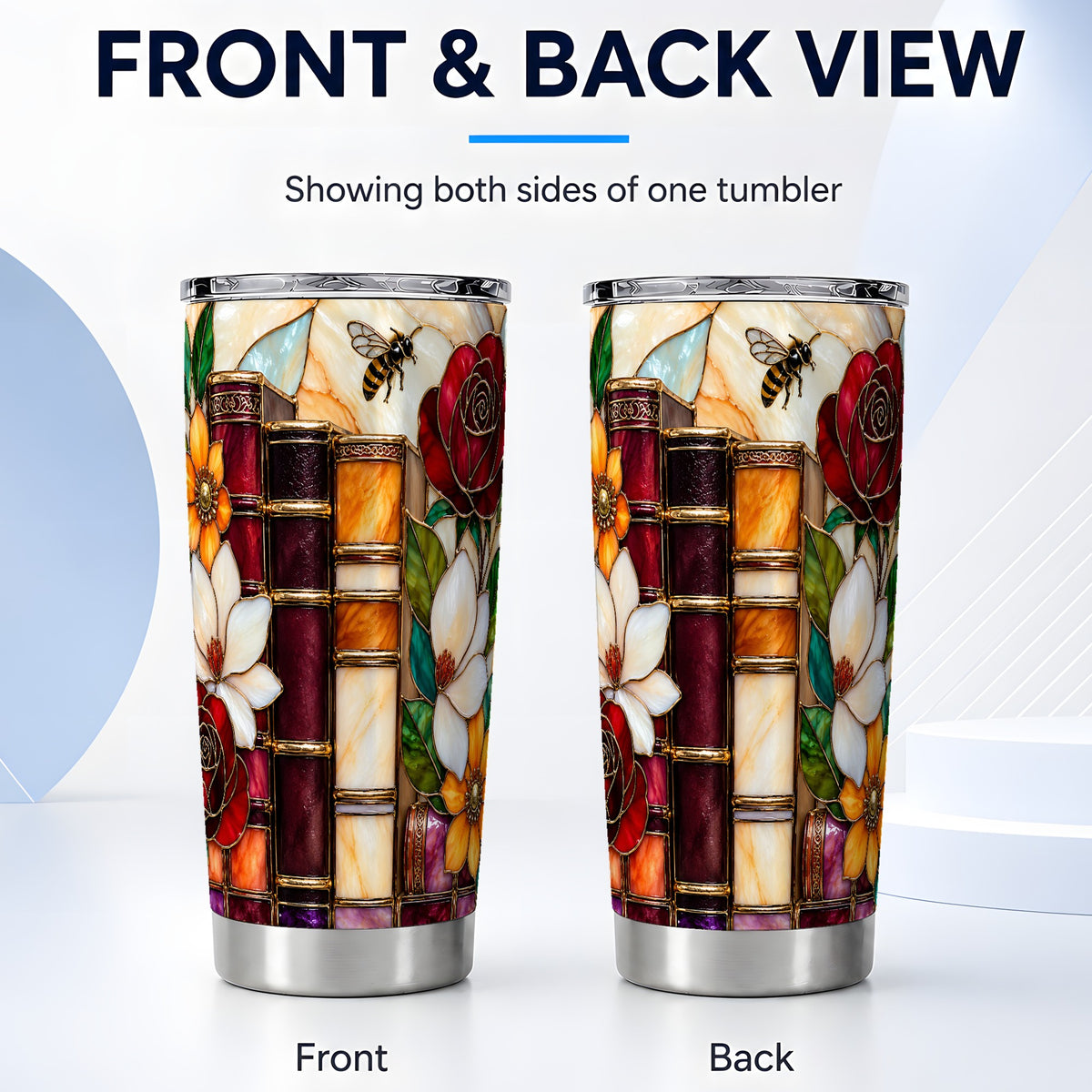 #pl[20oz|Steel] Book Floral Tumbler 20oz, Botanical Tumbler, Stainless Steel Travel Cup