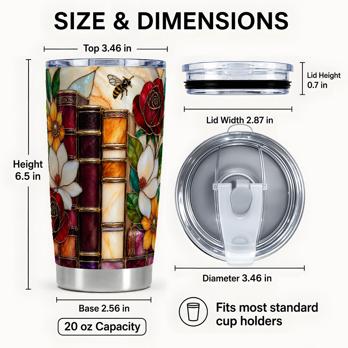 #pl[20oz|Steel] Book Floral Tumbler 20oz, Botanical Tumbler, Stainless Steel Travel Cup