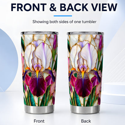 #pl[20oz|Steel] Iris Flower Tumbler 20oz, Floral Tumbler, Stainless Steel Travel Cup