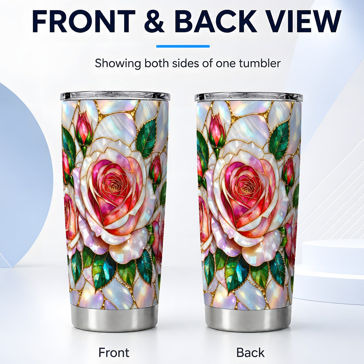 #pl[20oz|Steel] Rose Floral Tumbler 20oz, Botanical Tumbler, Stainless Steel Travel Cup