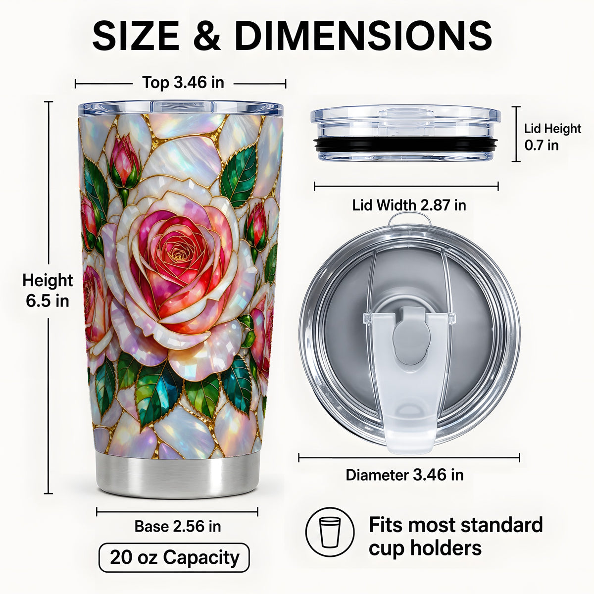 #pl[20oz|Steel] Rose Floral Tumbler 20oz, Botanical Tumbler, Stainless Steel Travel Cup