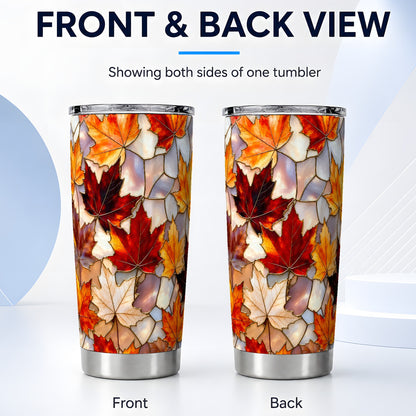 #pl[20oz|Steel] Maple Leaf Tumbler 20oz, Autumn Tumbler, Stainless Steel Travel Cup