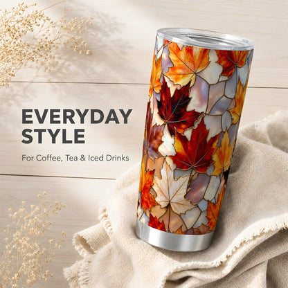 Maple Leaf Tumbler 20oz, Autumn Tumbler, Stainless Steel Travel Cup