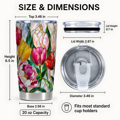 #pl[20oz|Steel] Colorful Tulip Tumbler 20oz, Floral Tumbler, Stainless Steel Travel Cup