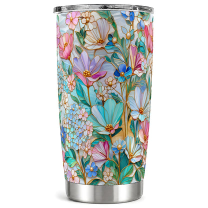 Pastel Wildflower Tumbler 20oz, Garden Tumbler, Stainless Steel Travel Cup