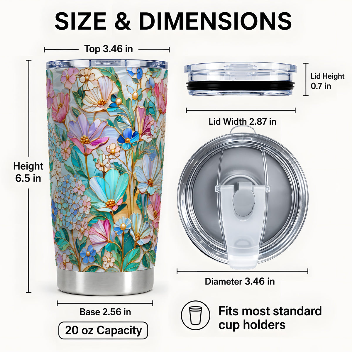 #pl[20oz|Steel] Pastel Wildflower Tumbler 20oz, Garden Tumbler, Stainless Steel Travel Cup