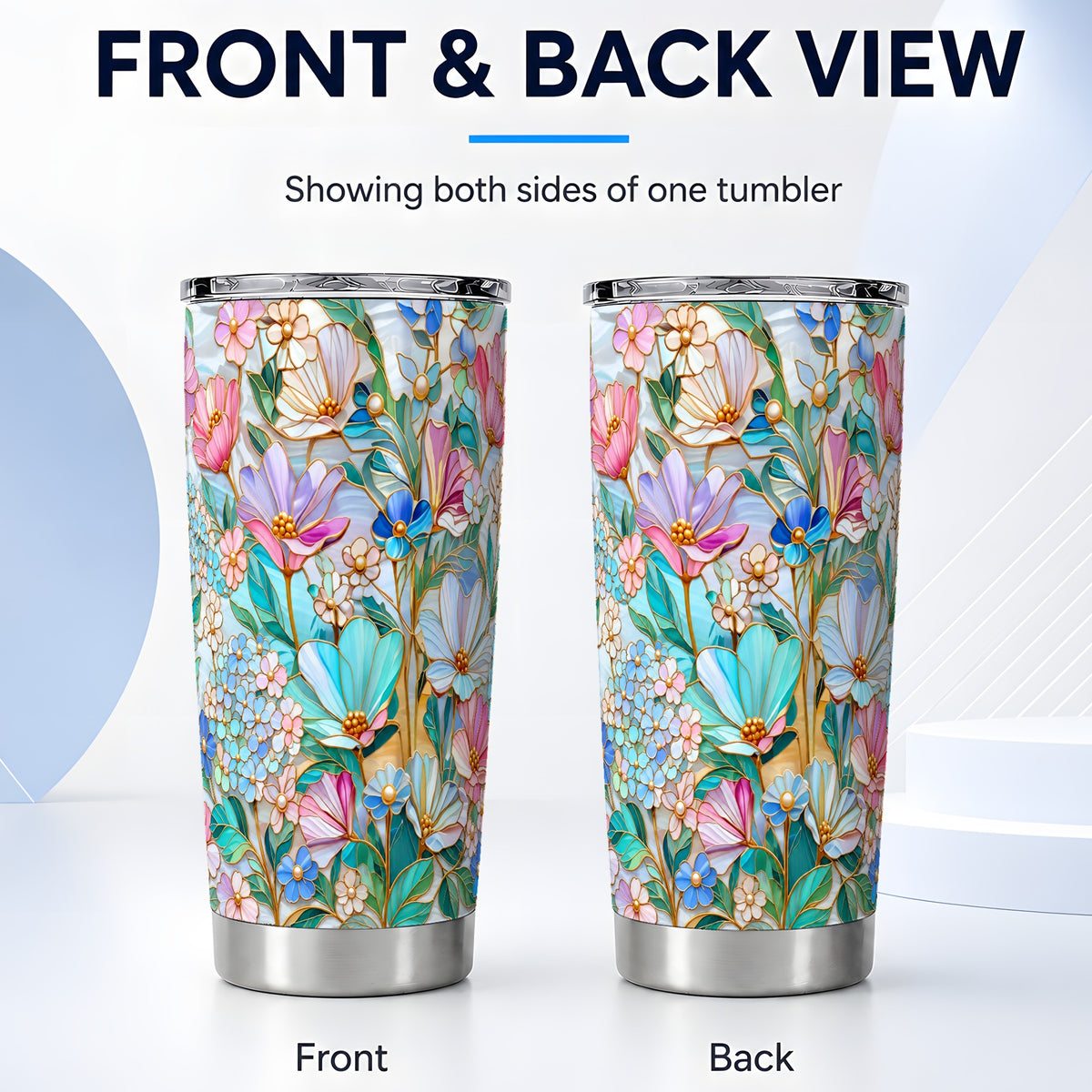 #pl[20oz|Steel] Pastel Wildflower Tumbler 20oz, Garden Tumbler, Stainless Steel Travel Cup