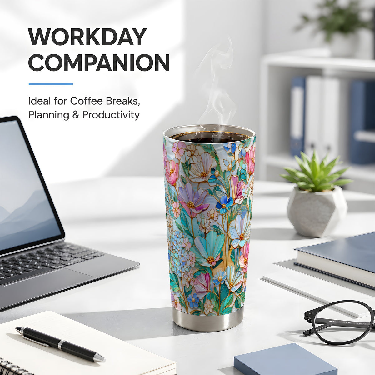 Pastel Wildflower Tumbler 20oz, Garden Tumbler, Stainless Steel Travel Cup