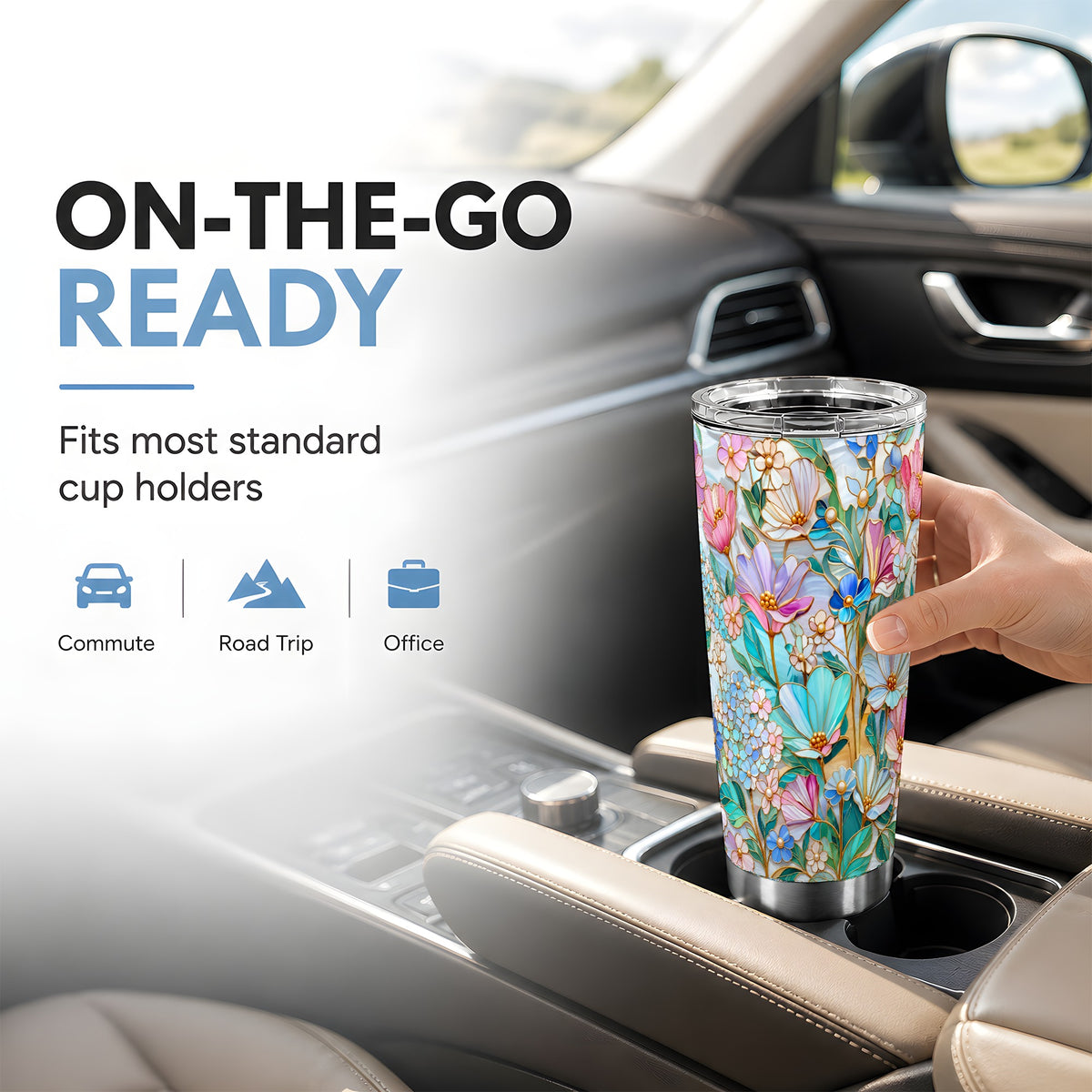 Pastel Wildflower Tumbler 20oz, Garden Tumbler, Stainless Steel Travel Cup