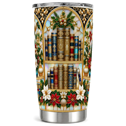 Christmas Library Tumbler 20oz, Book Tumbler, Stainless Steel Travel Cup