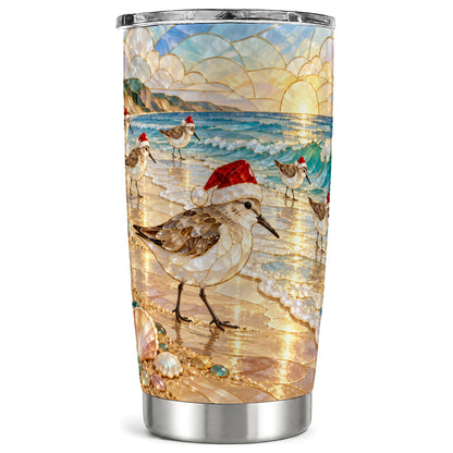 Santa Shorebird Tumbler 20oz, Coastal Tumbler, Stainless Steel Travel Cup