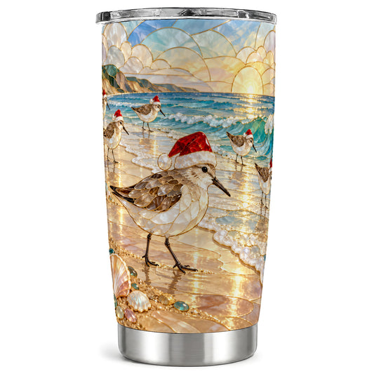 Santa Shorebird Tumbler 20oz, Coastal Tumbler, Stainless Steel Travel Cup