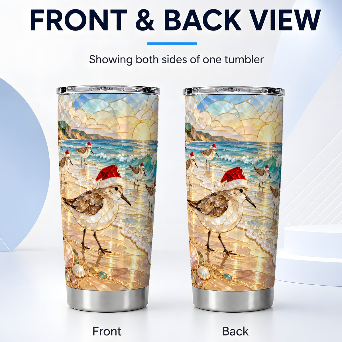 #pl[20oz|Steel] Santa Shorebird Tumbler 20oz, Coastal Tumbler, Stainless Steel Travel Cup