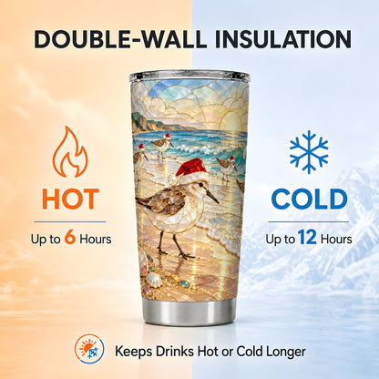 Santa Shorebird Tumbler 20oz, Coastal Tumbler, Stainless Steel Travel Cup