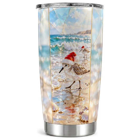 Christmas Shorebird Tumbler 20oz, Beach Tumbler, Stainless Steel Travel Cup