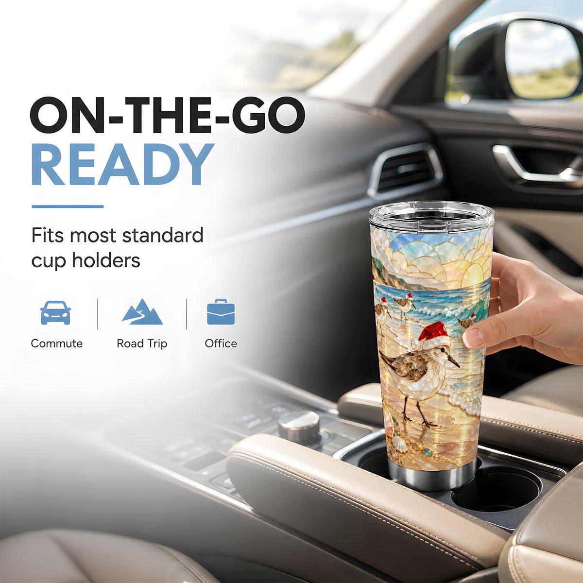Santa Shorebird Tumbler 20oz, Coastal Tumbler, Stainless Steel Travel Cup