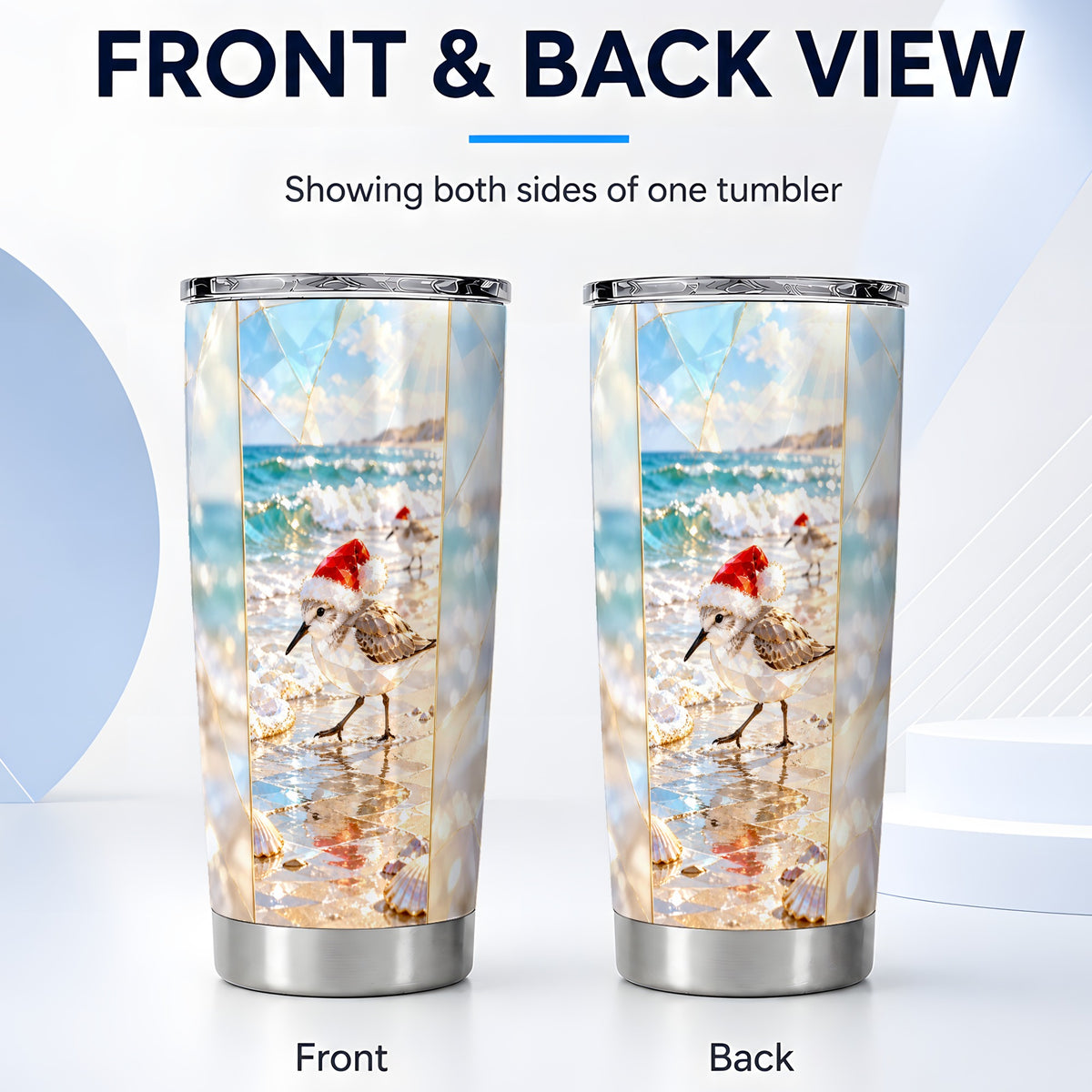 #pl[20oz|Steel] Christmas Shorebird Tumbler 20oz, Beach Tumbler, Stainless Steel Travel Cup