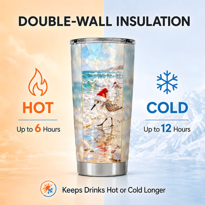 Christmas Shorebird Tumbler 20oz, Beach Tumbler, Stainless Steel Travel Cup