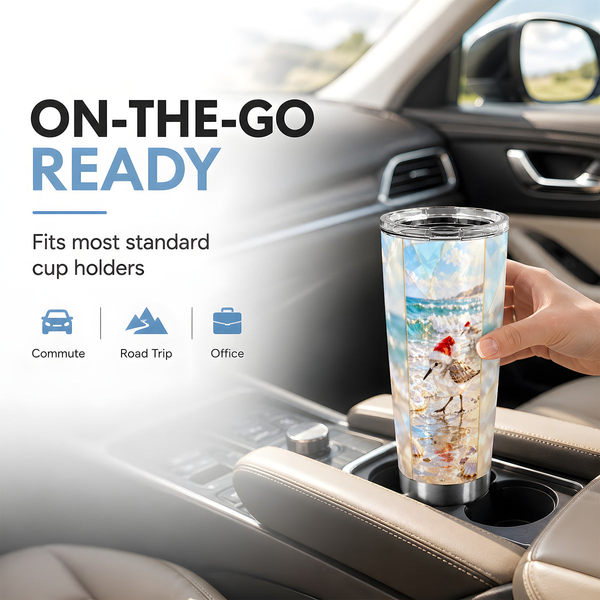 Christmas Shorebird Tumbler 20oz, Beach Tumbler, Stainless Steel Travel Cup