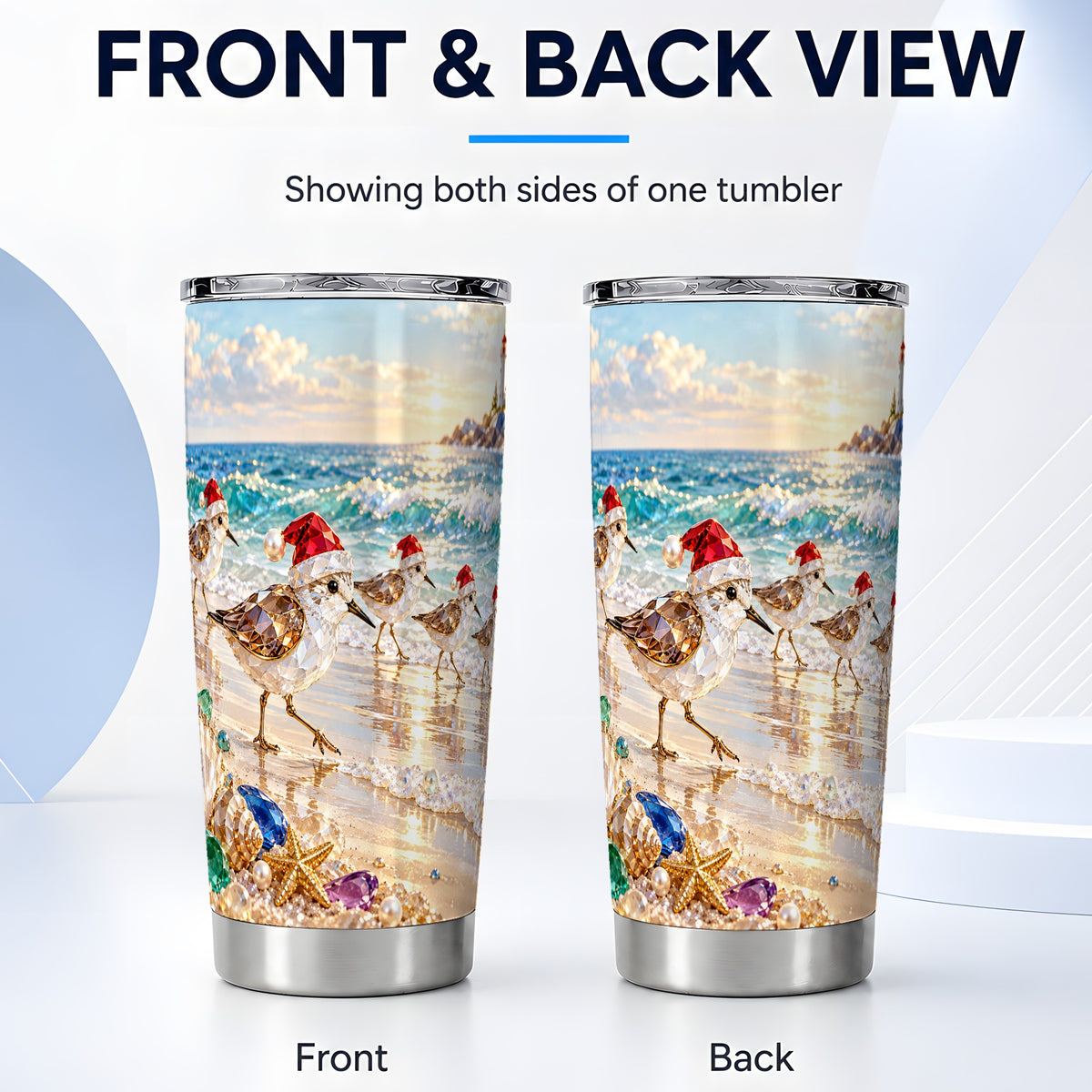#pl[20oz|Steel] Holiday Shorebird Tumbler 20oz, Seaside Tumbler, Stainless Steel Travel Cup