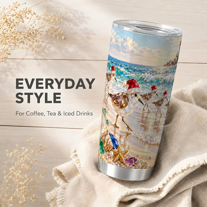 Holiday Shorebird Tumbler 20oz, Seaside Tumbler, Stainless Steel Travel Cup