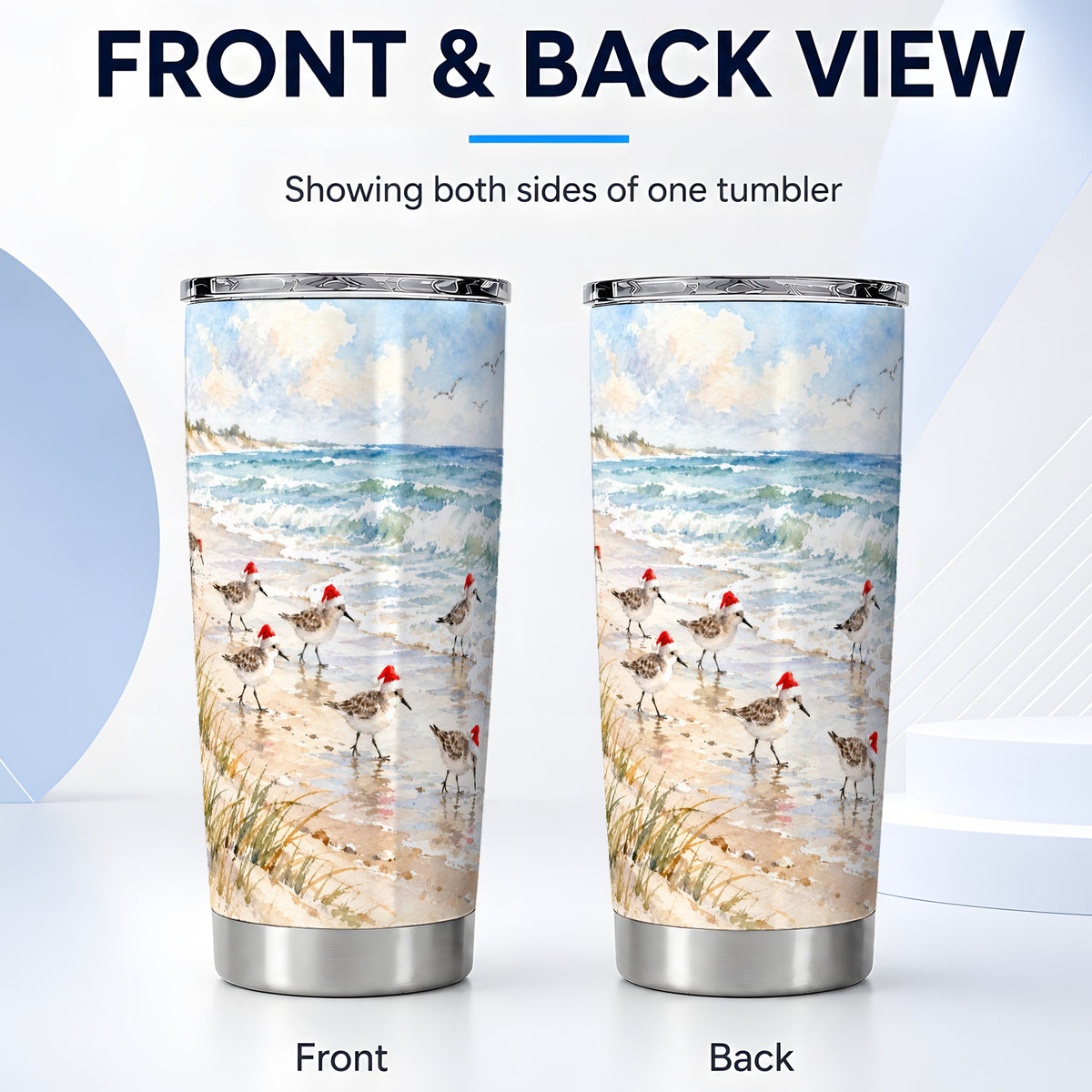 #pl[20oz|Steel] Santa Bird Tumbler 20oz, Shorebird Tumbler, Stainless Steel Travel Cup