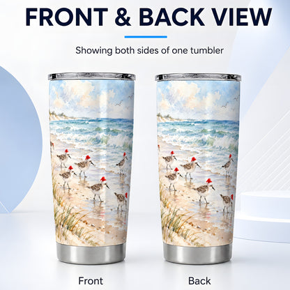 #pl[20oz|Steel] Santa Bird Tumbler 20oz, Shorebird Tumbler, Stainless Steel Travel Cup