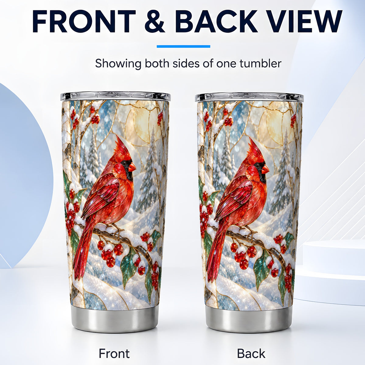 #pl[20oz|Steel] Winter Cardinal Tumbler 20oz, Red Bird Tumbler, Stainless Steel Travel Cup