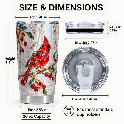#pl[20oz|Steel] Winter Cardinal Tumbler 20oz, Bird Tumbler, Stainless Steel Travel Cup