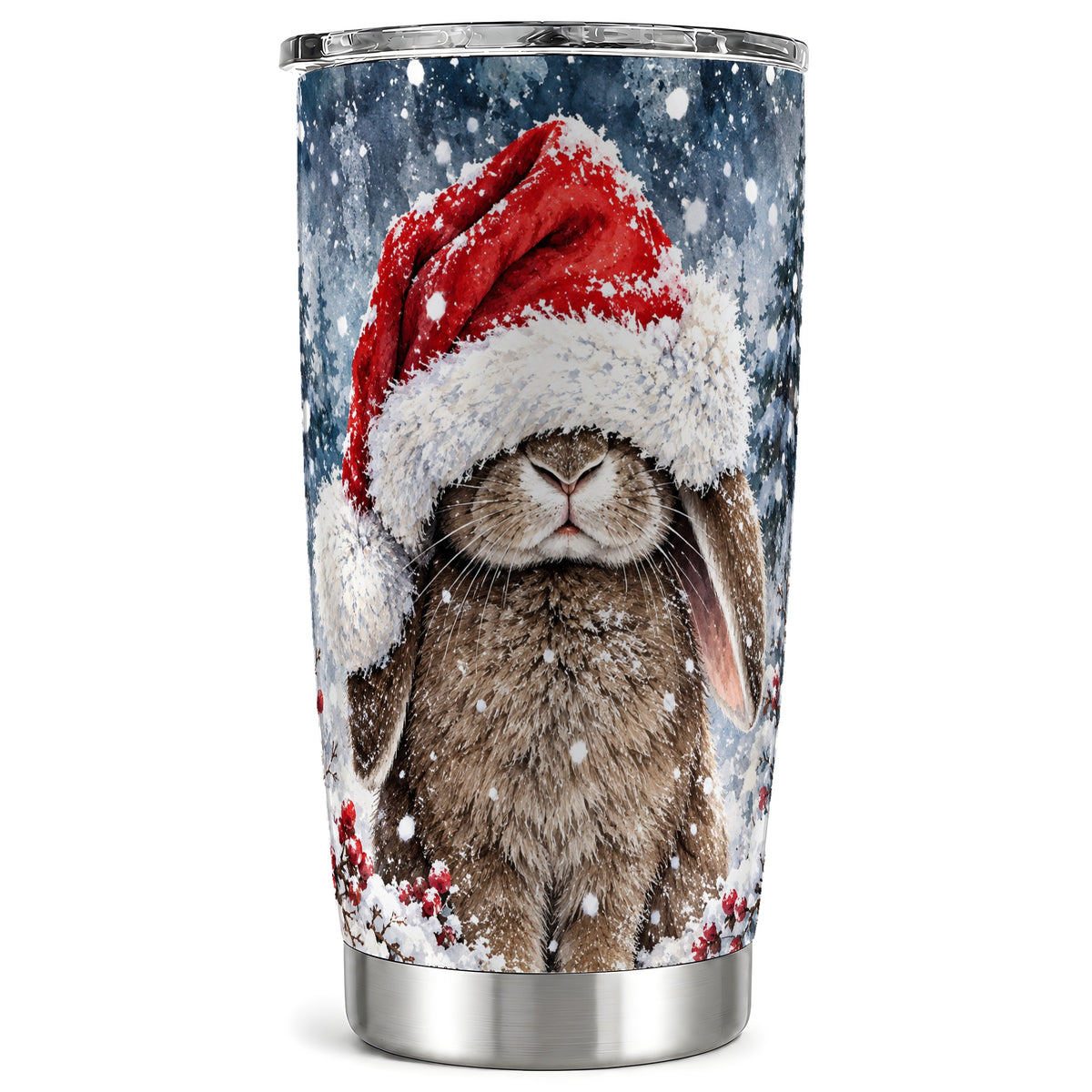 Christmas Bunny Tumbler 20oz, Rabbit Tumbler, Stainless Steel Travel Cup