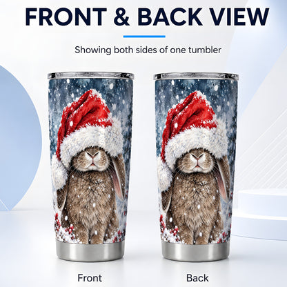 #pl[20oz|Steel] Christmas Bunny Tumbler 20oz, Rabbit Tumbler, Stainless Steel Travel Cup