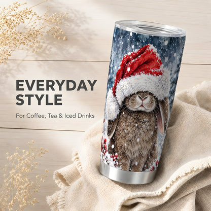 Christmas Bunny Tumbler 20oz, Rabbit Tumbler, Stainless Steel Travel Cup